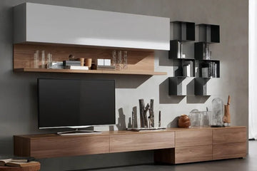 Modern Wooden TV Unit with Storage Shelves